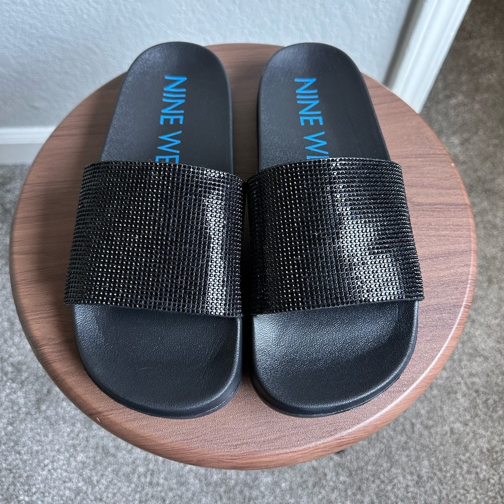 Black sparkle slides